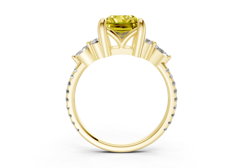 Zephyrine Yellow Diamond Accent Radiant Cut 1.9mm Engagement Ring