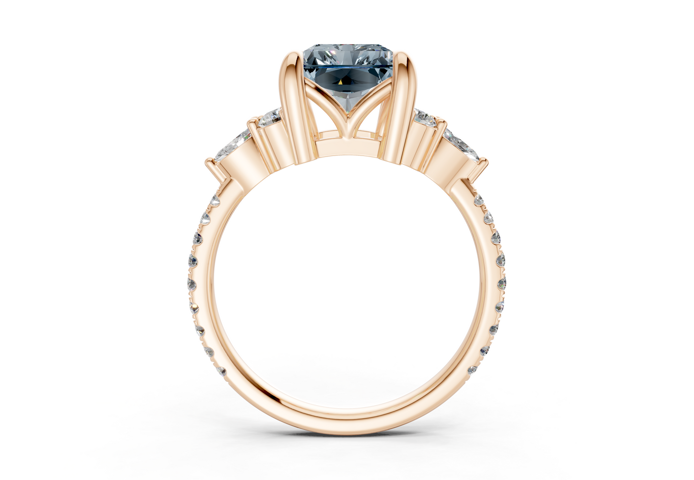 Zephyrine Blue Diamond Accent Radiant Cut 1.9mm Engagement Ring