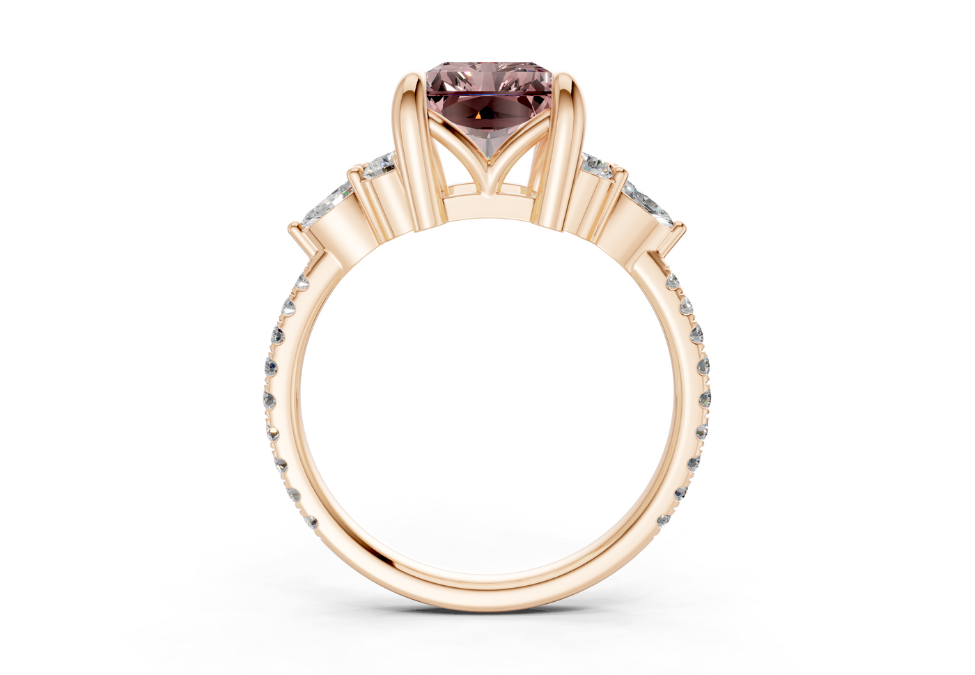 Zephyrine Pink Diamond Accent Radiant Cut 1.9mm Engagement Ring