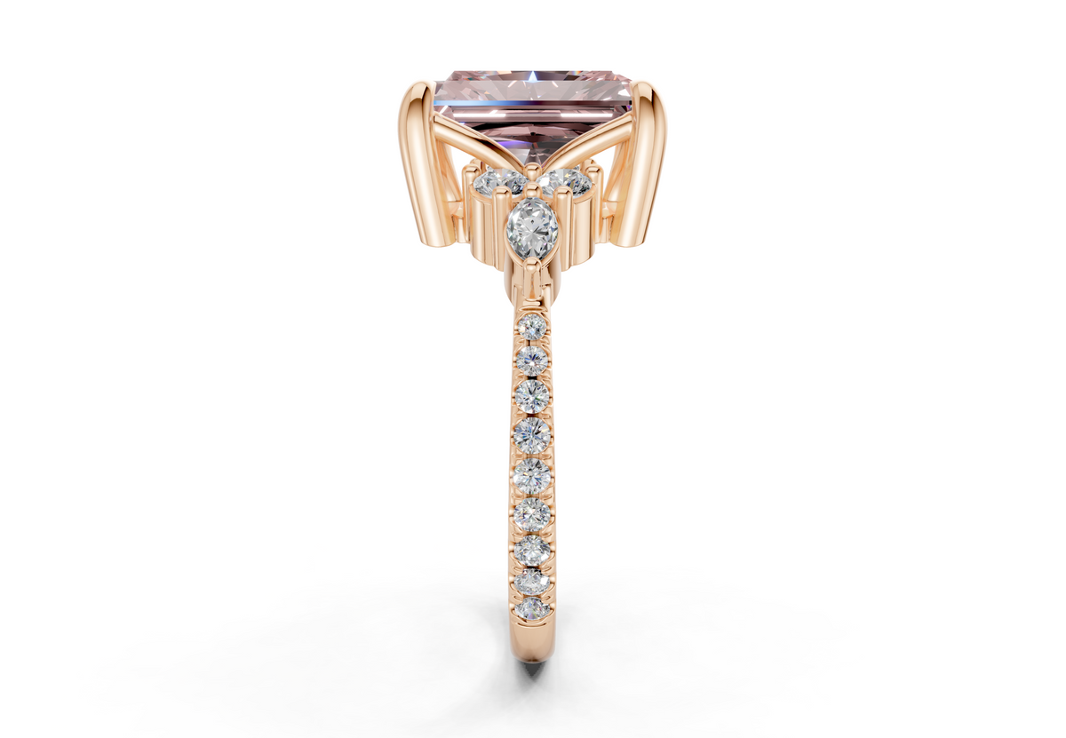 Zephyrine Pink Diamond Accent Radiant Cut 1.9mm Engagement Ring