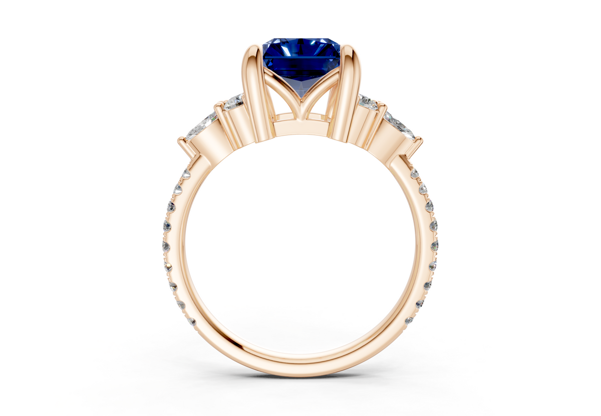 Zephyrine Sapphire Gemstone Accent Radiant Cut 1.9mm Engagement Ring