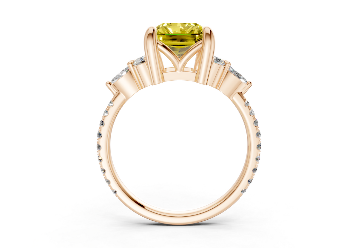 Zephyrine Yellow Diamond Accent Radiant Cut 1.9mm Engagement Ring
