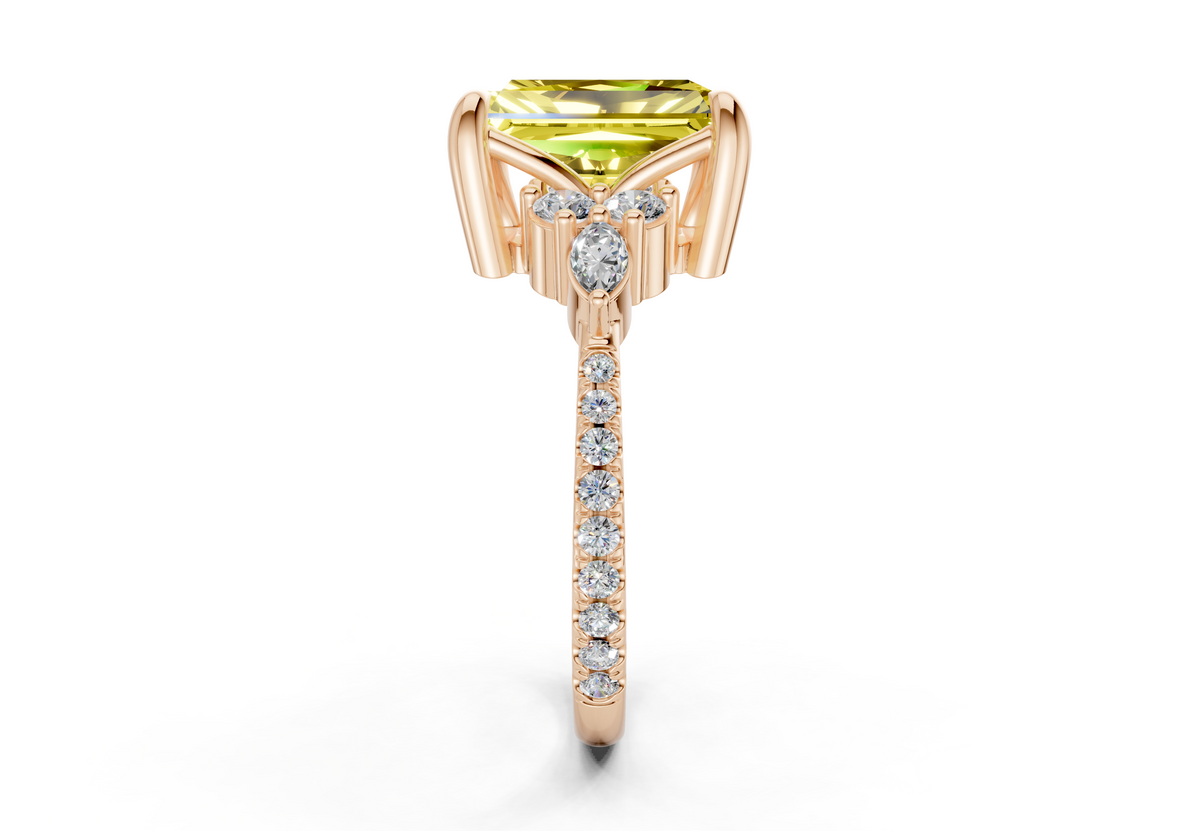 Zephyrine Yellow Diamond Accent Radiant Cut 1.9mm Engagement Ring
