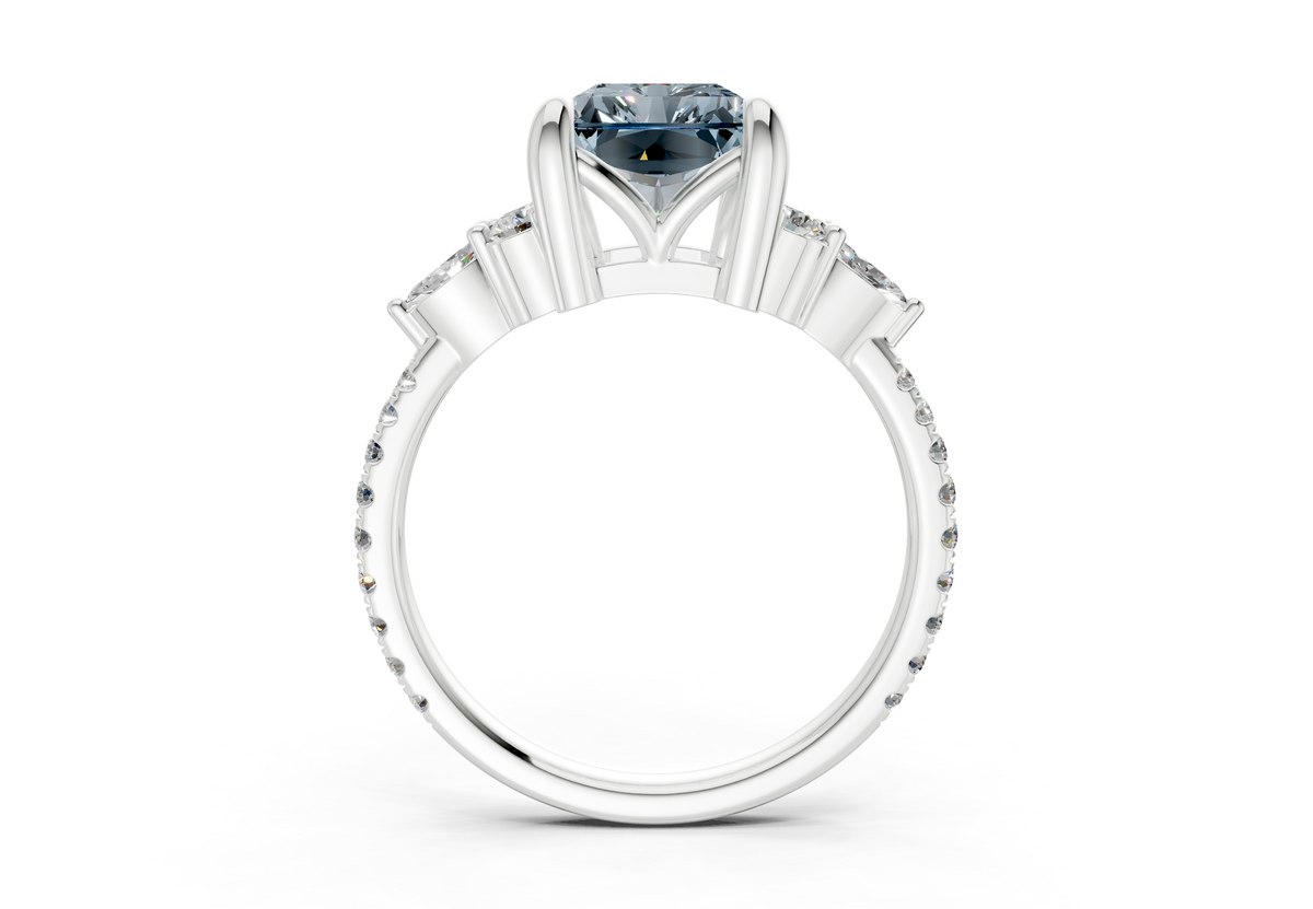 Zephyrine Blue Diamond Accent Radiant Cut 1.9mm Engagement Ring
