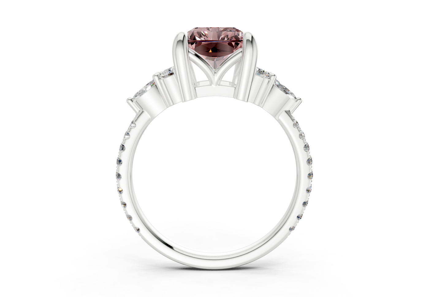 Zephyrine Pink Diamond Accent Radiant Cut 1.9mm Engagement Ring