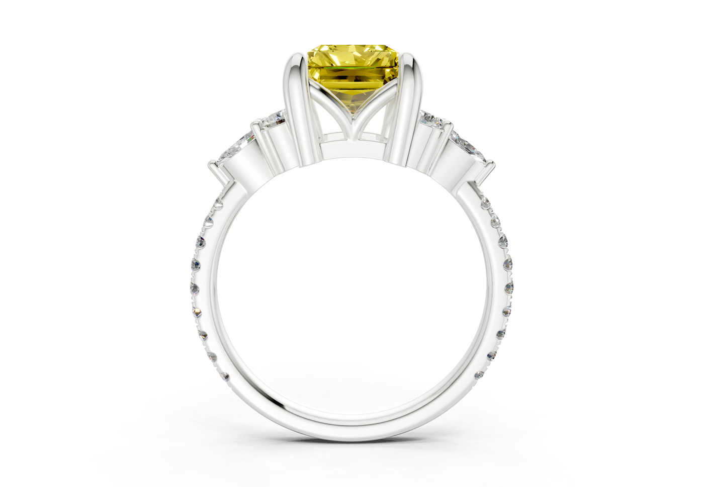 Zephyrine Yellow Diamond Accent Radiant Cut 1.9mm Engagement Ring