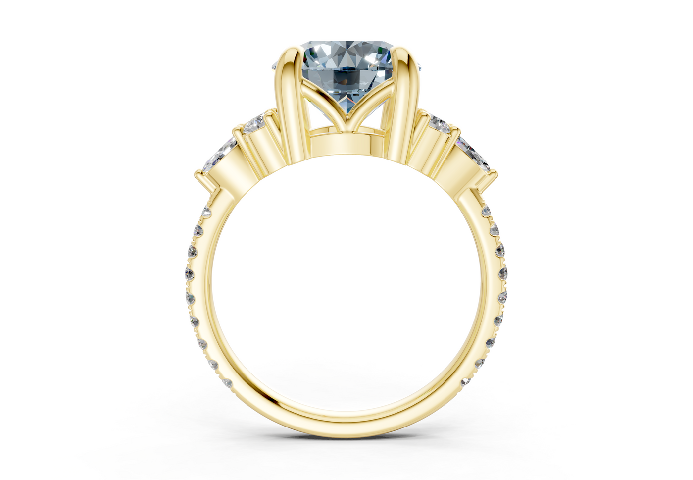 Zephyrine Blue Diamond Accent Round Cut 1.9mm Engagement Ring