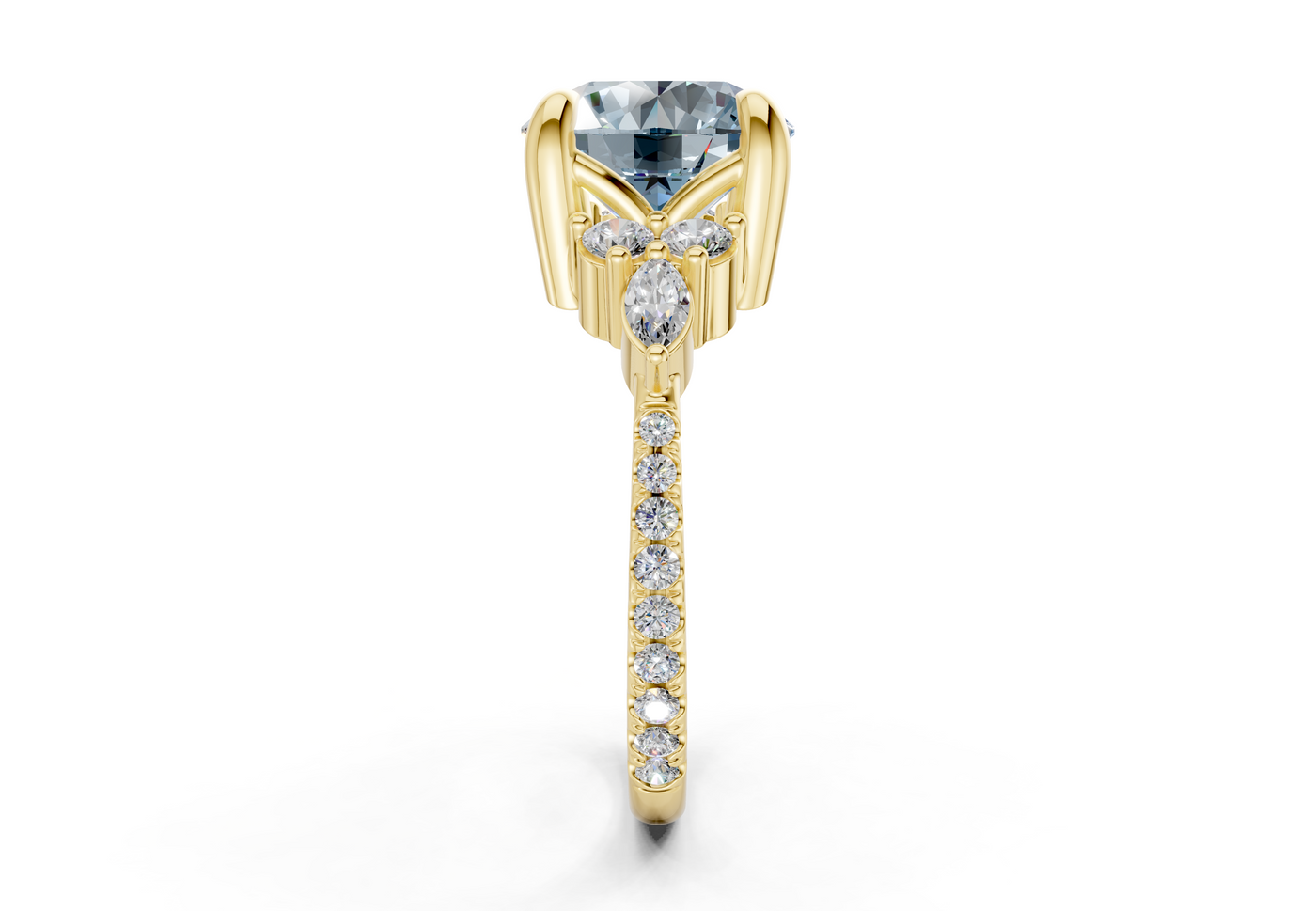 Zephyrine Blue Diamond Accent Round Cut 1.9mm Engagement Ring