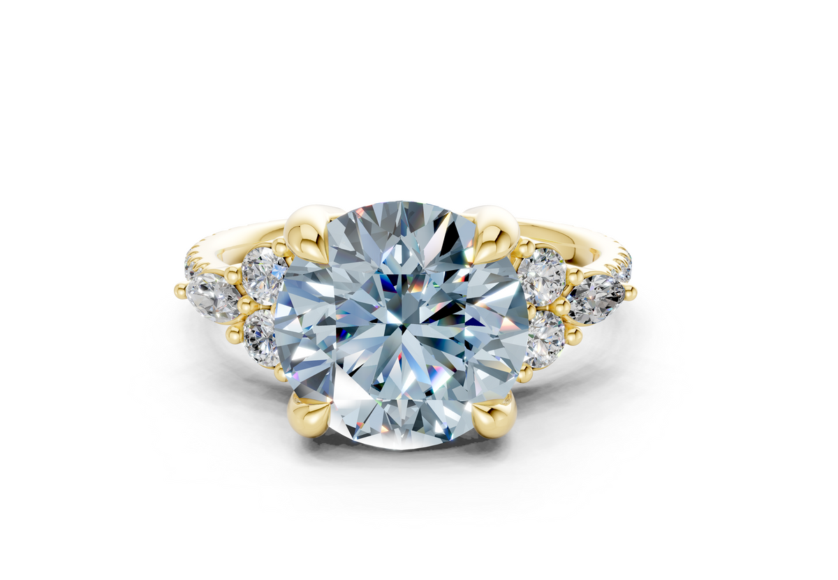 Zephyrine Blue Diamond Accent Round Cut 1.9mm Engagement Ring