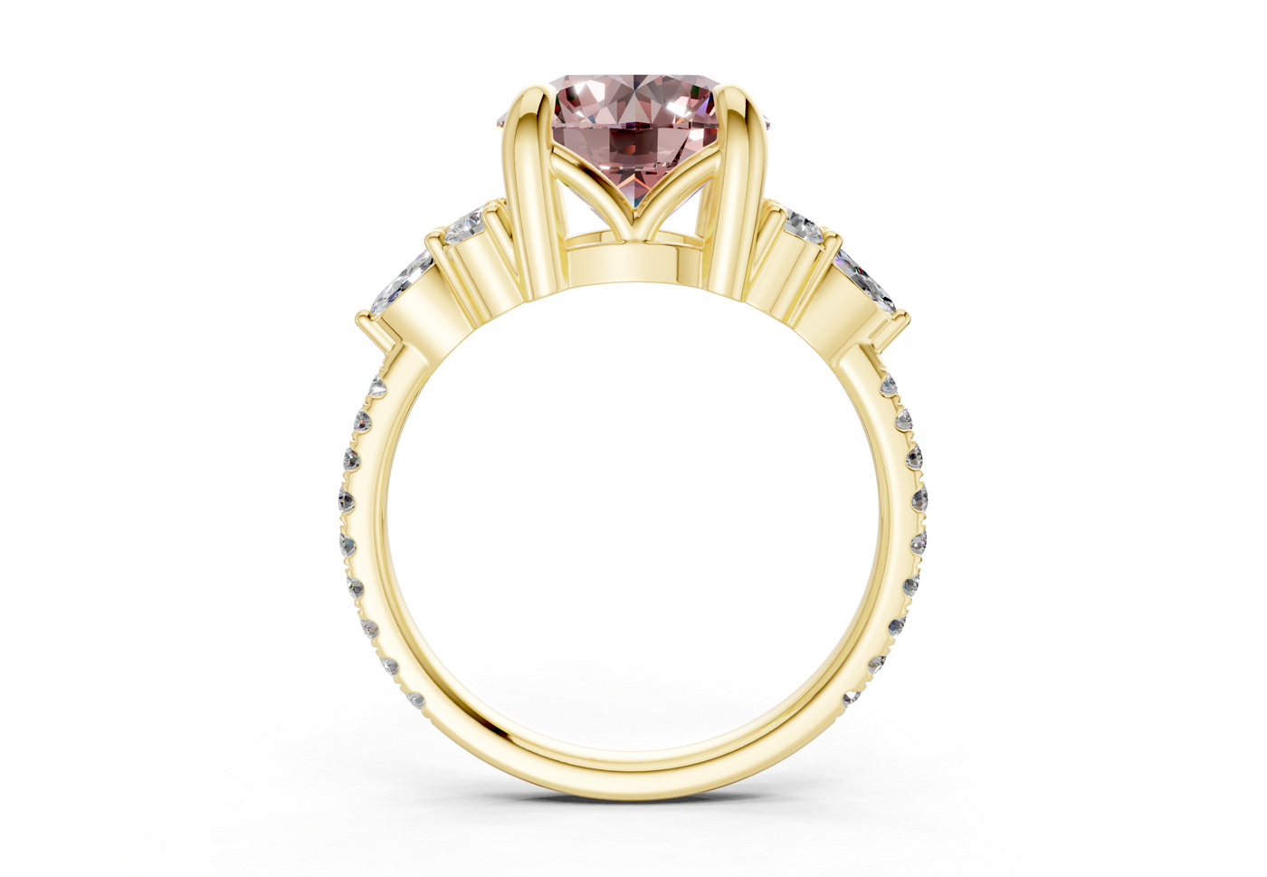 Zephyrine Pink Diamond Accent Round Cut 1.9mm Engagement Ring