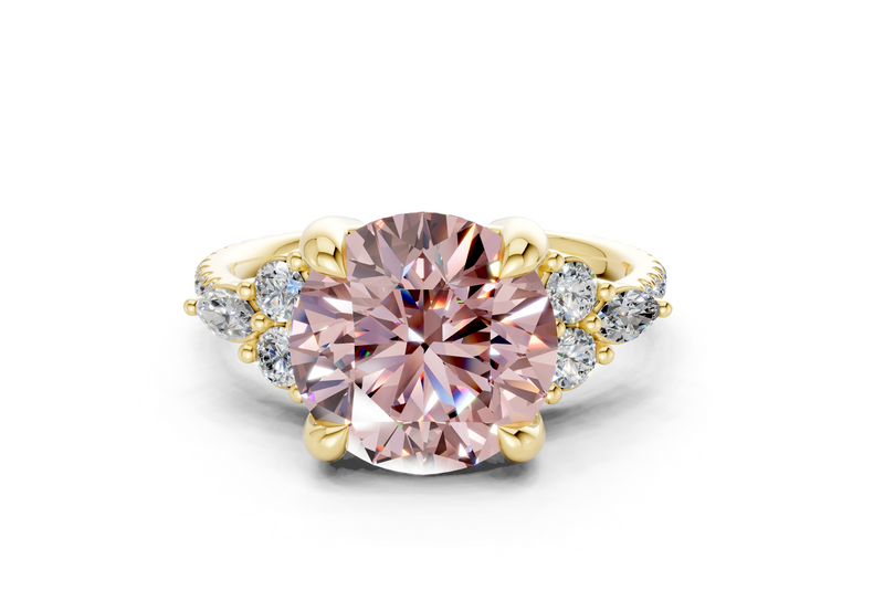 Zephyrine Pink Diamond Accent Round Cut 1.9mm Engagement Ring