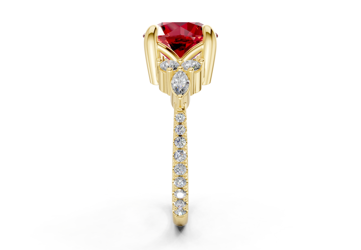 Zephyrine Ruby Gemstone Accent Round Cut 1.9mm Engagement Ring