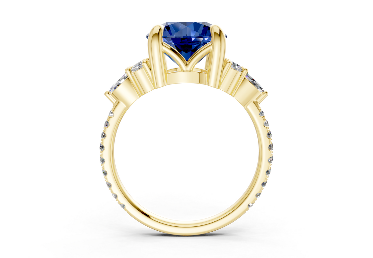 Zephyrine Sapphire Gemstone Accent Round Cut 1.9mm Engagement Ring