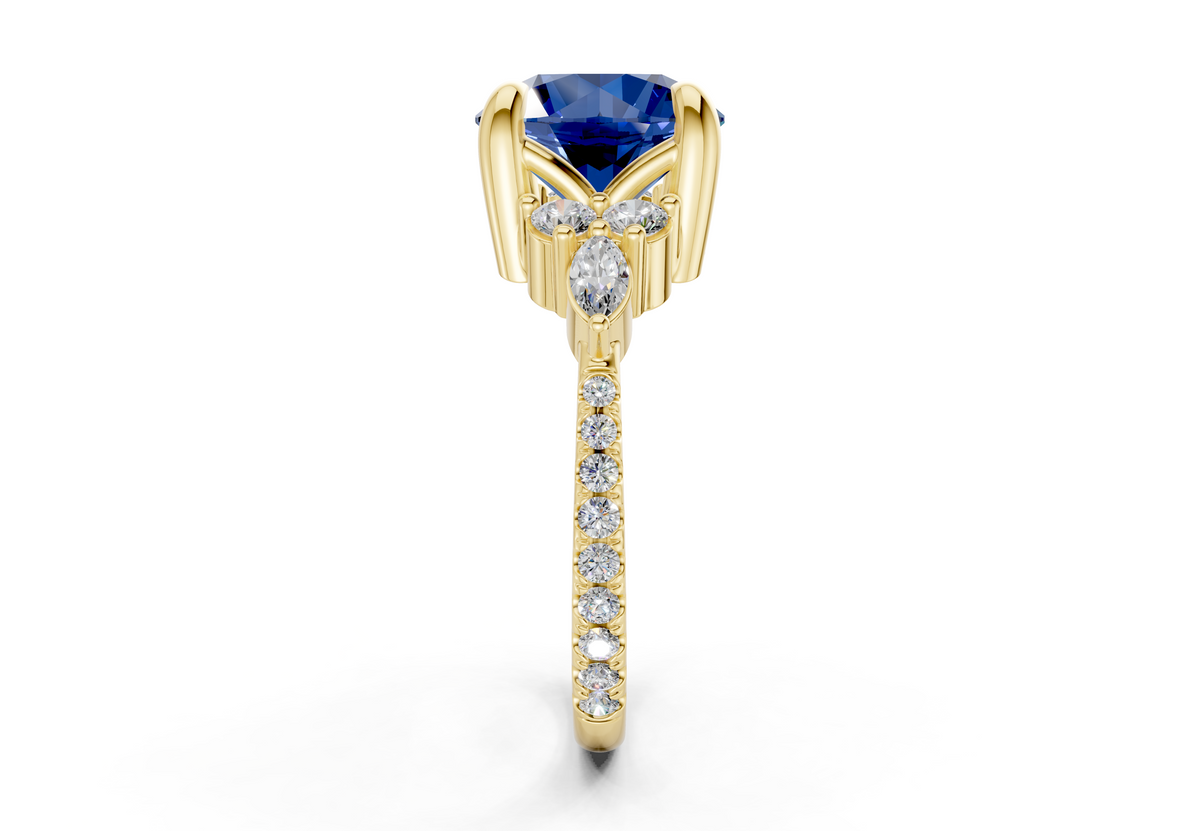 Zephyrine Sapphire Gemstone Accent Round Cut 1.9mm Engagement Ring