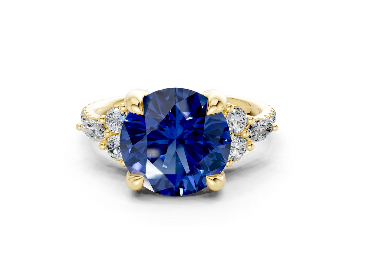Zephyrine Sapphire Gemstone Accent Round Cut 1.9mm Engagement Ring