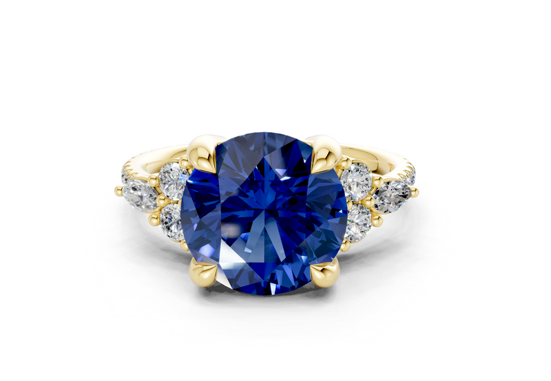 Zephyrine Sapphire Gemstone Accent Round Cut 1.9mm Engagement Ring