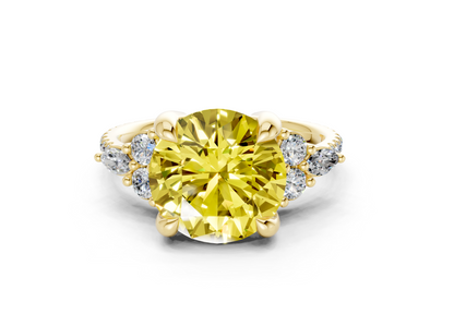Zephyrine Yellow Diamond Accent Round Cut 1.9mm Engagement Ring