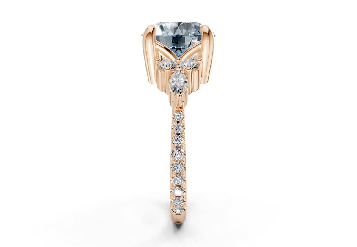 Zephyrine Blue Diamond Accent Round Cut 1.9mm Engagement Ring