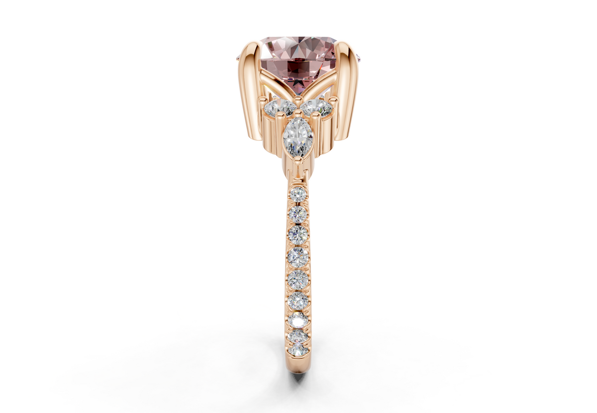 Zephyrine Pink Diamond Accent Round Cut 1.9mm Engagement Ring