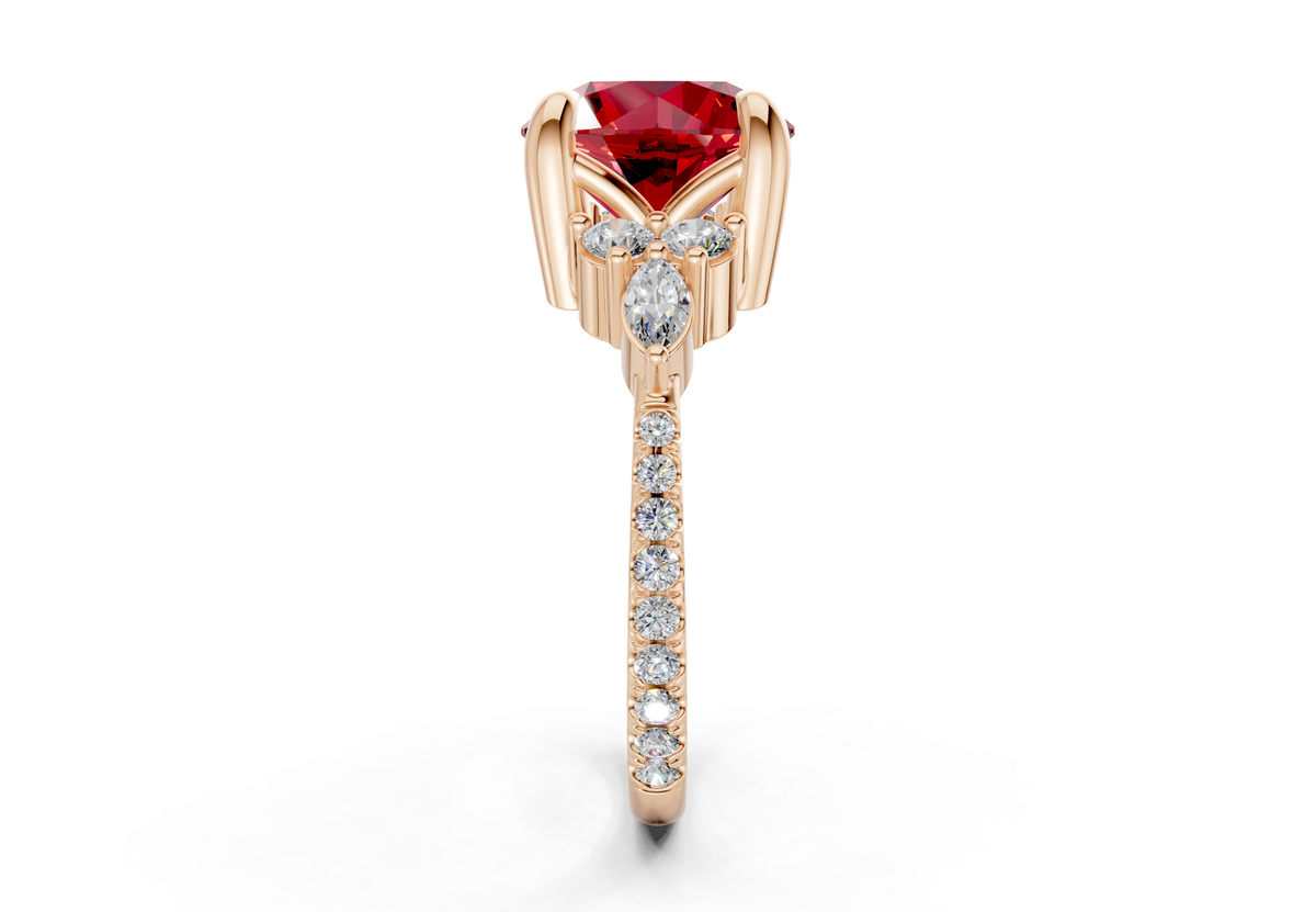 Zephyrine Ruby Gemstone Accent Round Cut 1.9mm Engagement Ring
