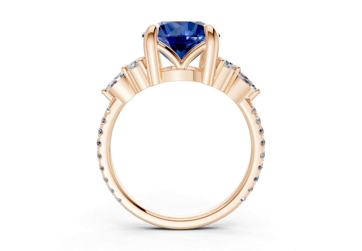 Zephyrine Sapphire Gemstone Accent Round Cut 1.9mm Engagement Ring