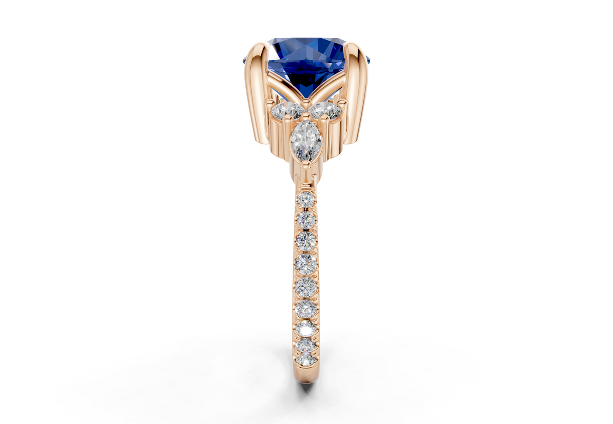 Zephyrine Sapphire Gemstone Accent Round Cut 1.9mm Engagement Ring