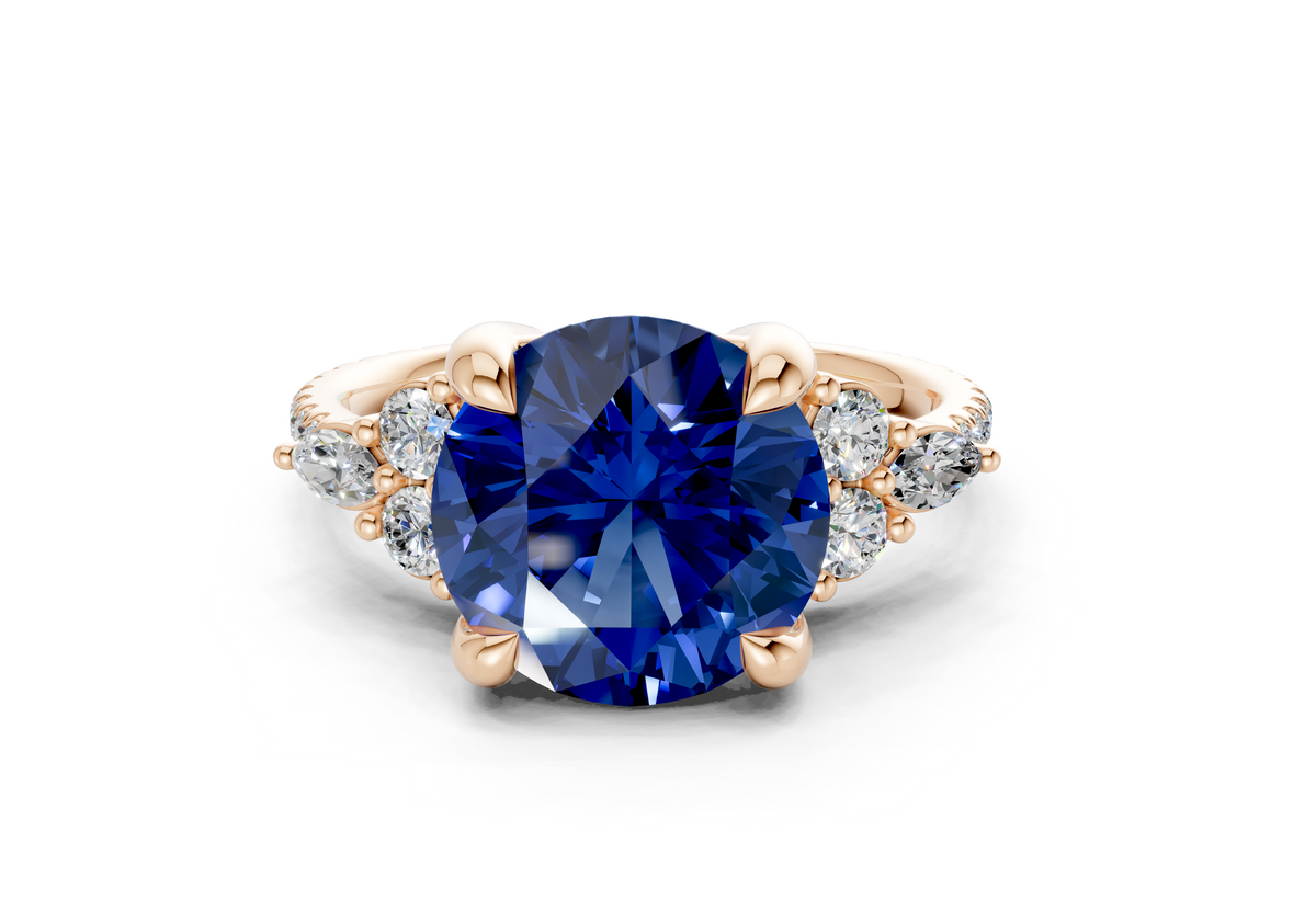 Zephyrine Sapphire Gemstone Accent Round Cut 1.9mm Engagement Ring