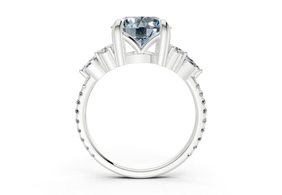 Zephyrine Blue Diamond Accent Round Cut 1.9mm Engagement Ring