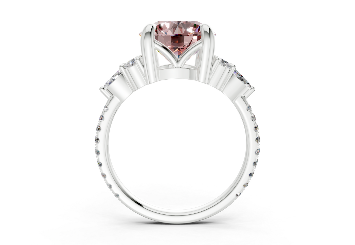 Zephyrine Pink Diamond Accent Round Cut 1.9mm Engagement Ring