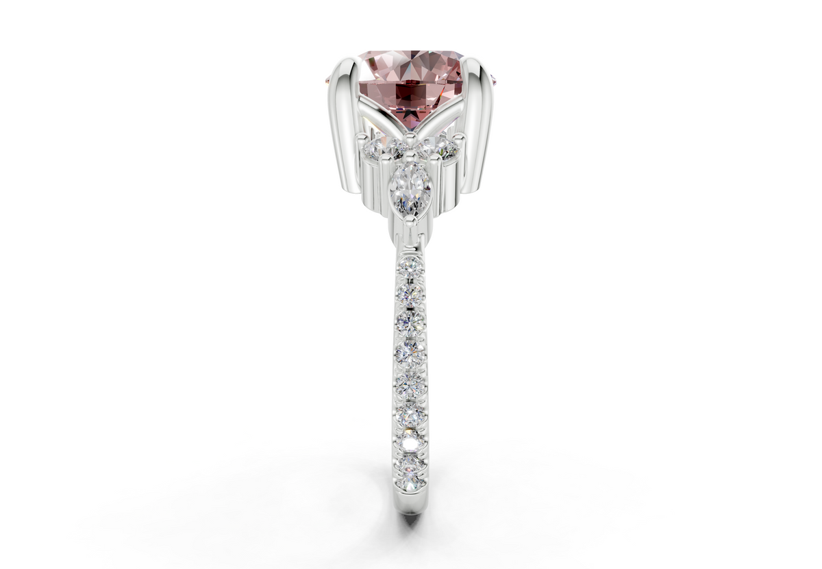 Zephyrine Pink Diamond Accent Round Cut 1.9mm Engagement Ring