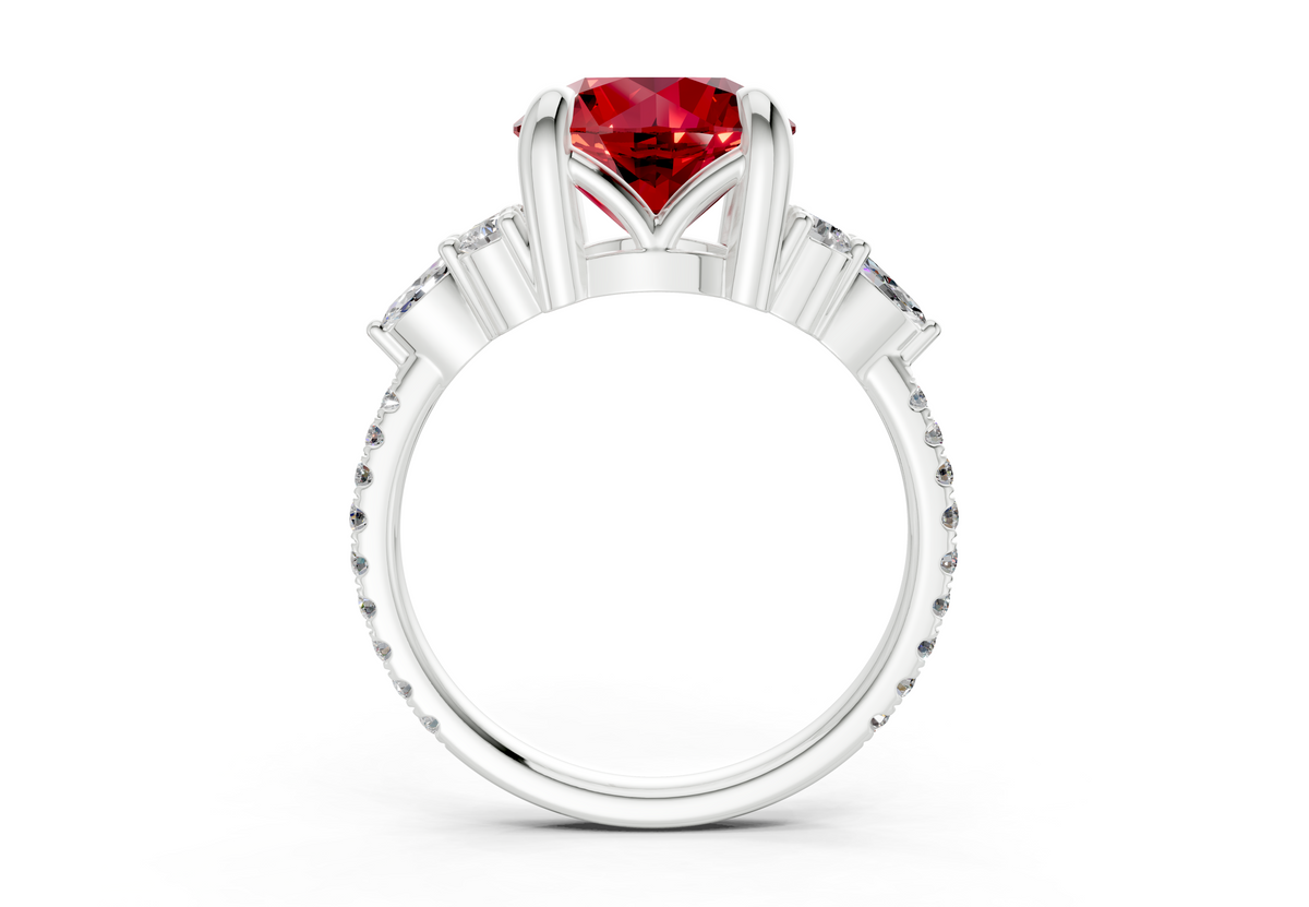 Zephyrine Ruby Gemstone Accent Round Cut 1.9mm Engagement Ring