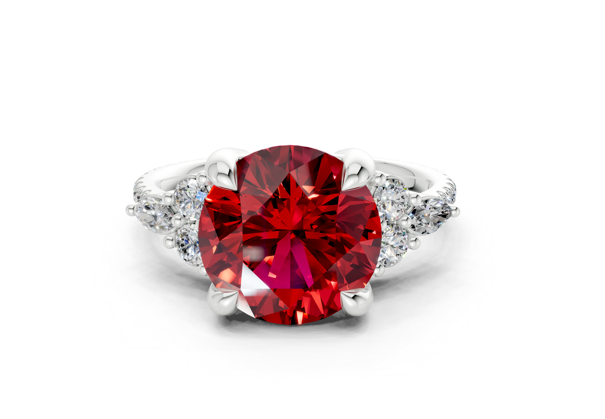 Zephyrine Ruby Gemstone Accent Round Cut 1.9mm Engagement Ring