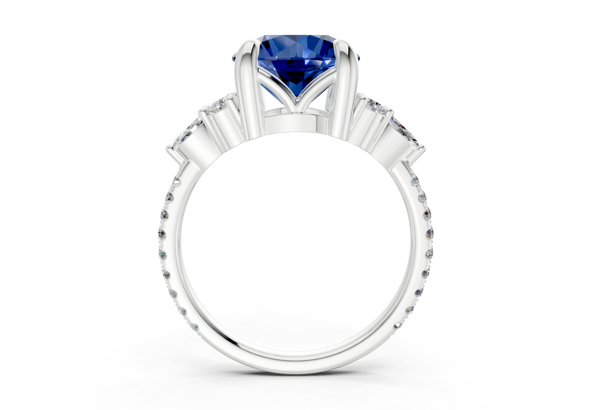 Zephyrine Sapphire Gemstone Accent Round Cut 1.9mm Engagement Ring