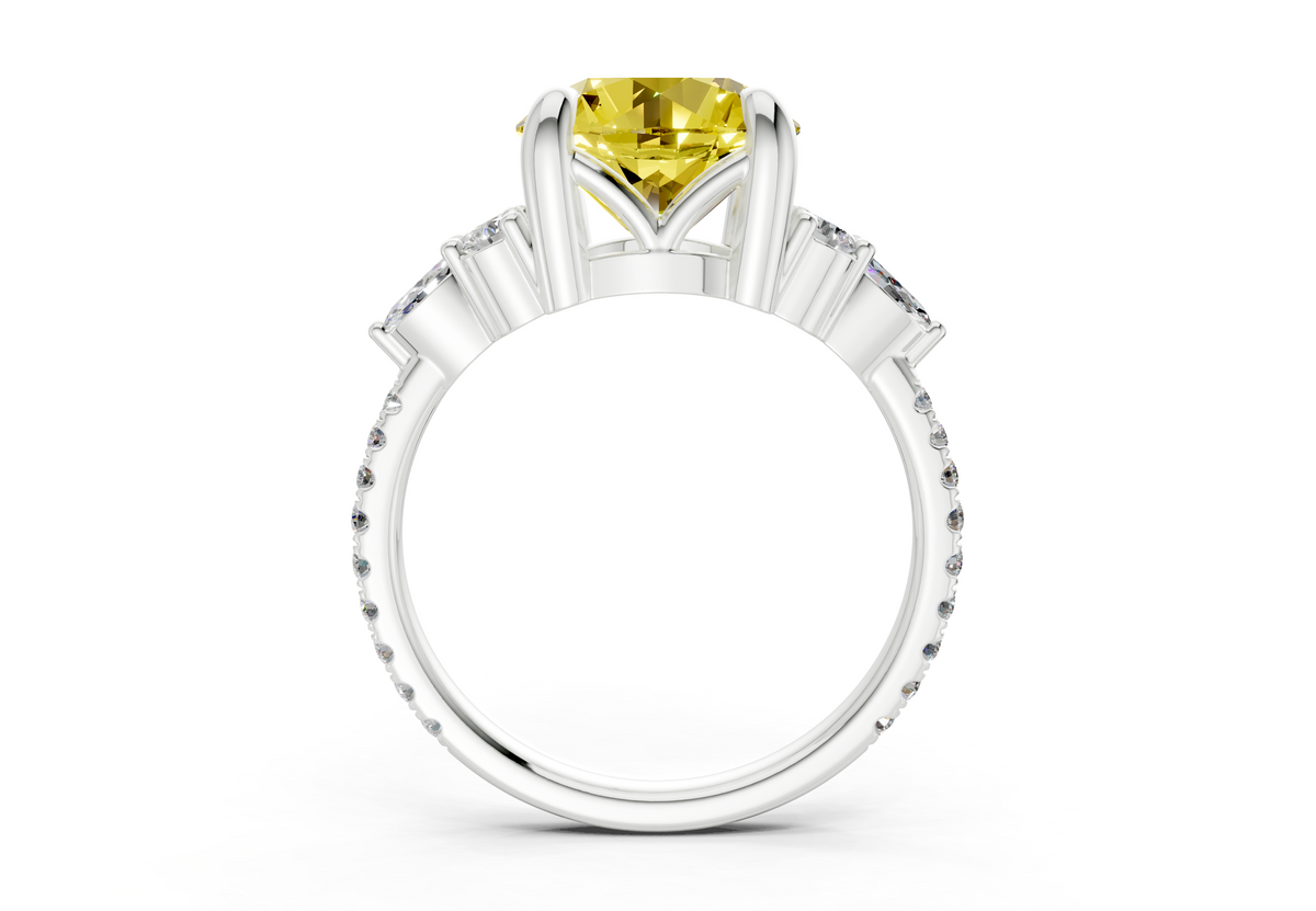Zephyrine Yellow Diamond Accent Round Cut 1.9mm Engagement Ring
