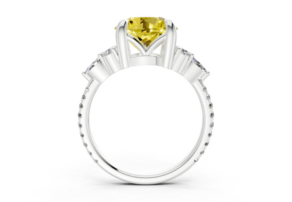 Zephyrine Yellow Diamond Accent Round Cut 1.9mm Engagement Ring