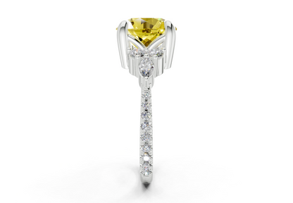 Zephyrine Yellow Diamond Accent Round Cut 1.9mm Engagement Ring