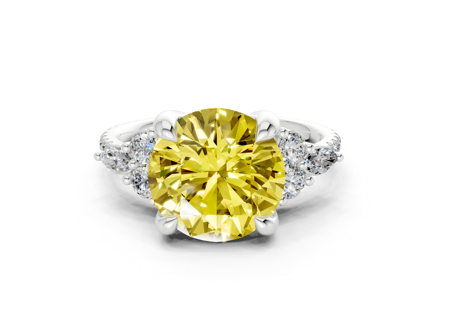 Zephyrine Yellow Diamond Accent Round Cut 1.9mm Engagement Ring
