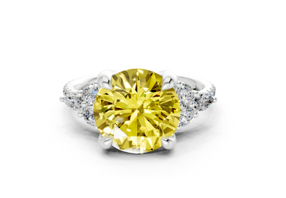 Zephyrine Yellow Diamond Accent Round Cut 1.9mm Engagement Ring