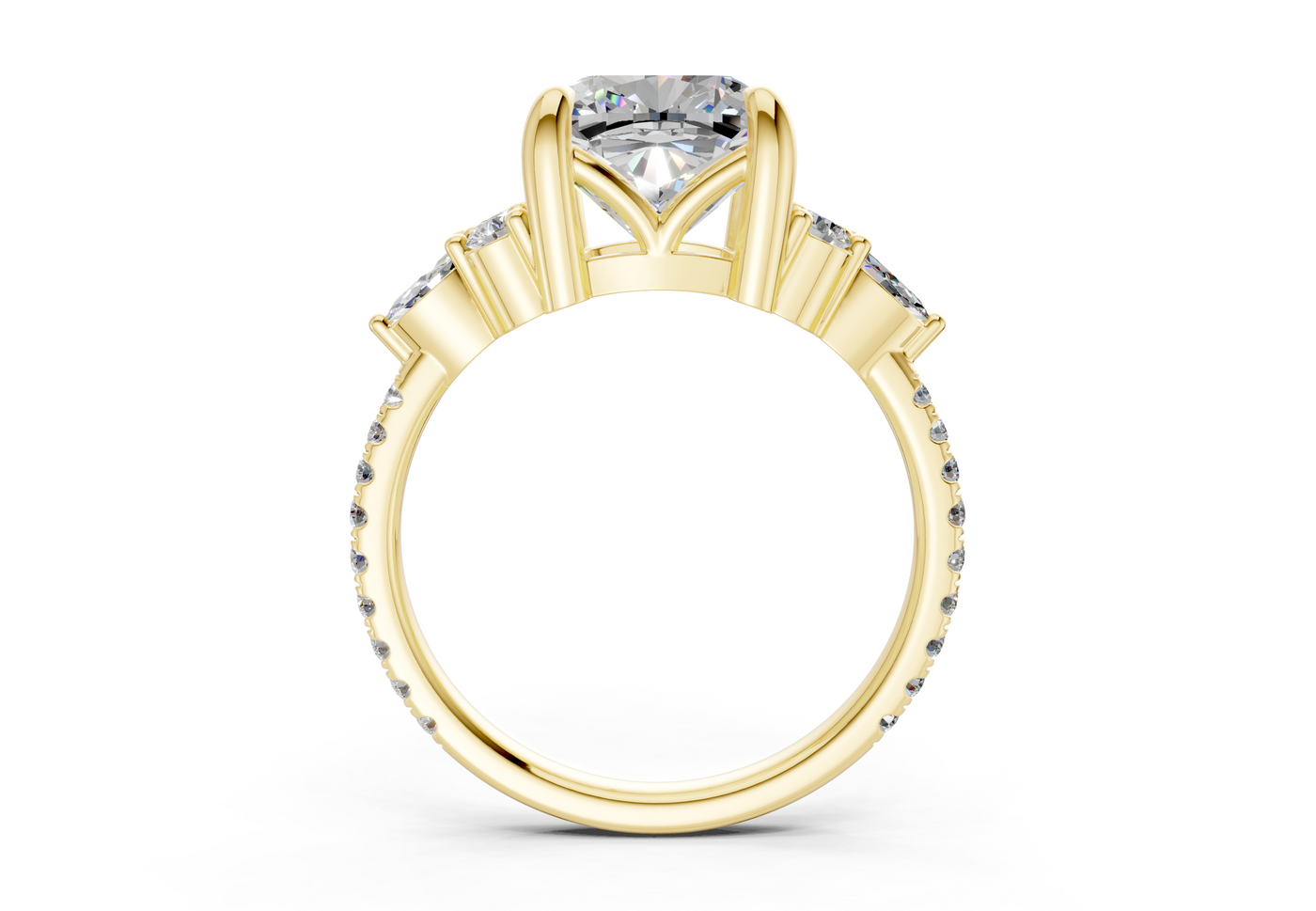 Zephyrine Diamond Accent Cushion Square Cut 1.9mm Engagement Ring