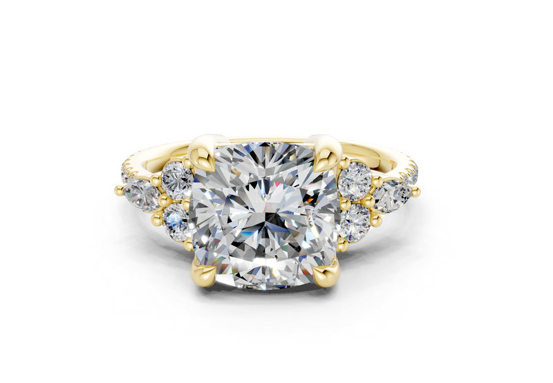 Zephyrine Diamond Accent Cushion Square Cut 1.9mm Engagement Ring