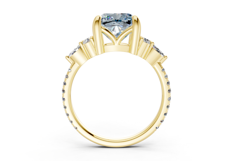 Zephyrine Blue Diamond Accent Cushion Square Cut 1.9mm Engagement Ring