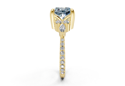 Zephyrine Blue Diamond Accent Cushion Square Cut 1.9mm Engagement Ring