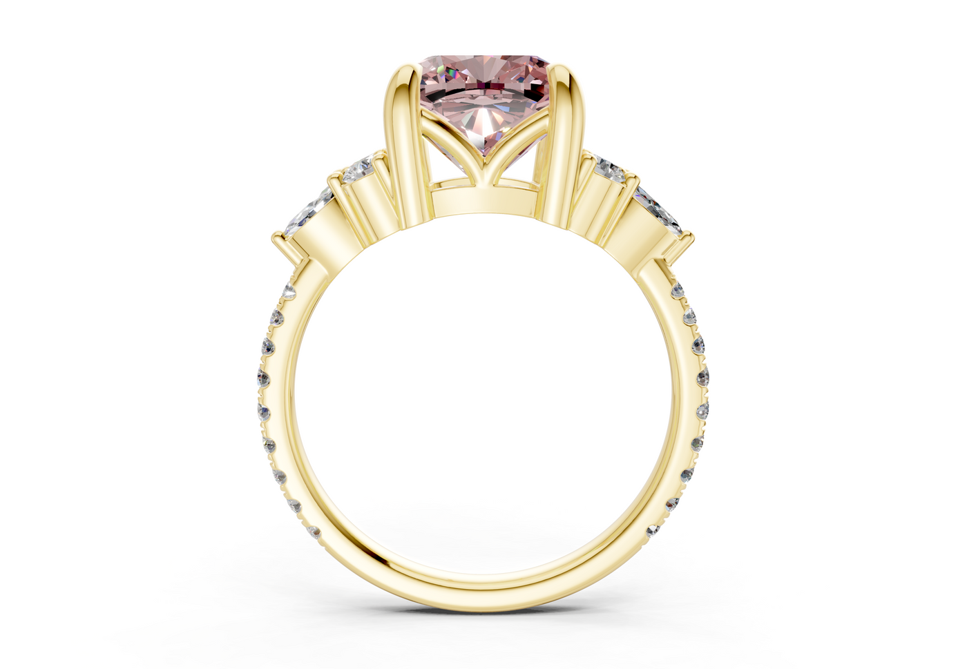 Zephyrine Pink Diamond Accent Cushion Square Cut 1.9mm Engagement Ring