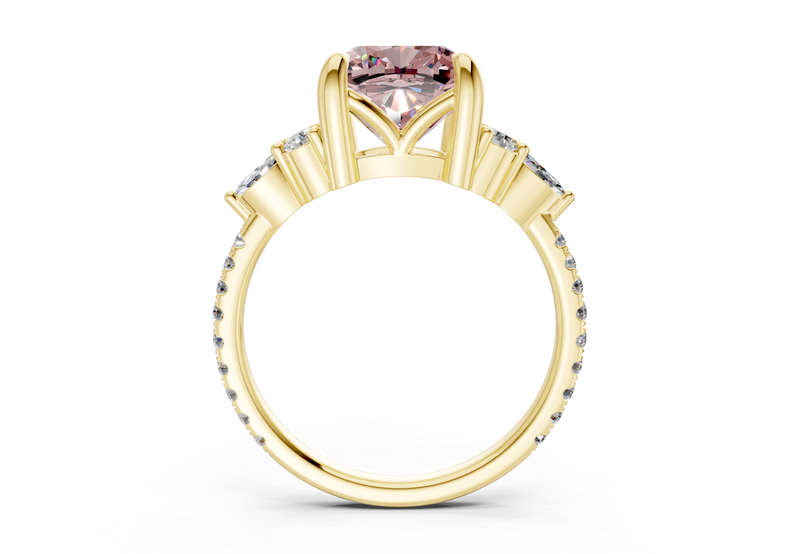 Zephyrine Pink Diamond Accent Cushion Square Cut 1.9mm Engagement Ring