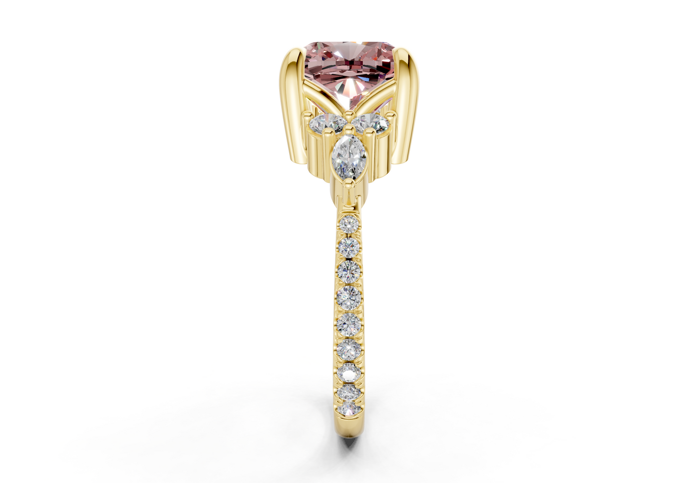 Zephyrine Pink Diamond Accent Cushion Square Cut 1.9mm Engagement Ring