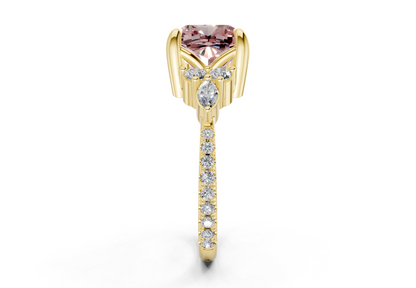 Zephyrine Pink Diamond Accent Cushion Square Cut 1.9mm Engagement Ring