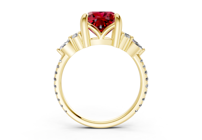 Zephyrine Ruby Gemstone Accent Cushion Square Cut 1.9mm Engagement Ring