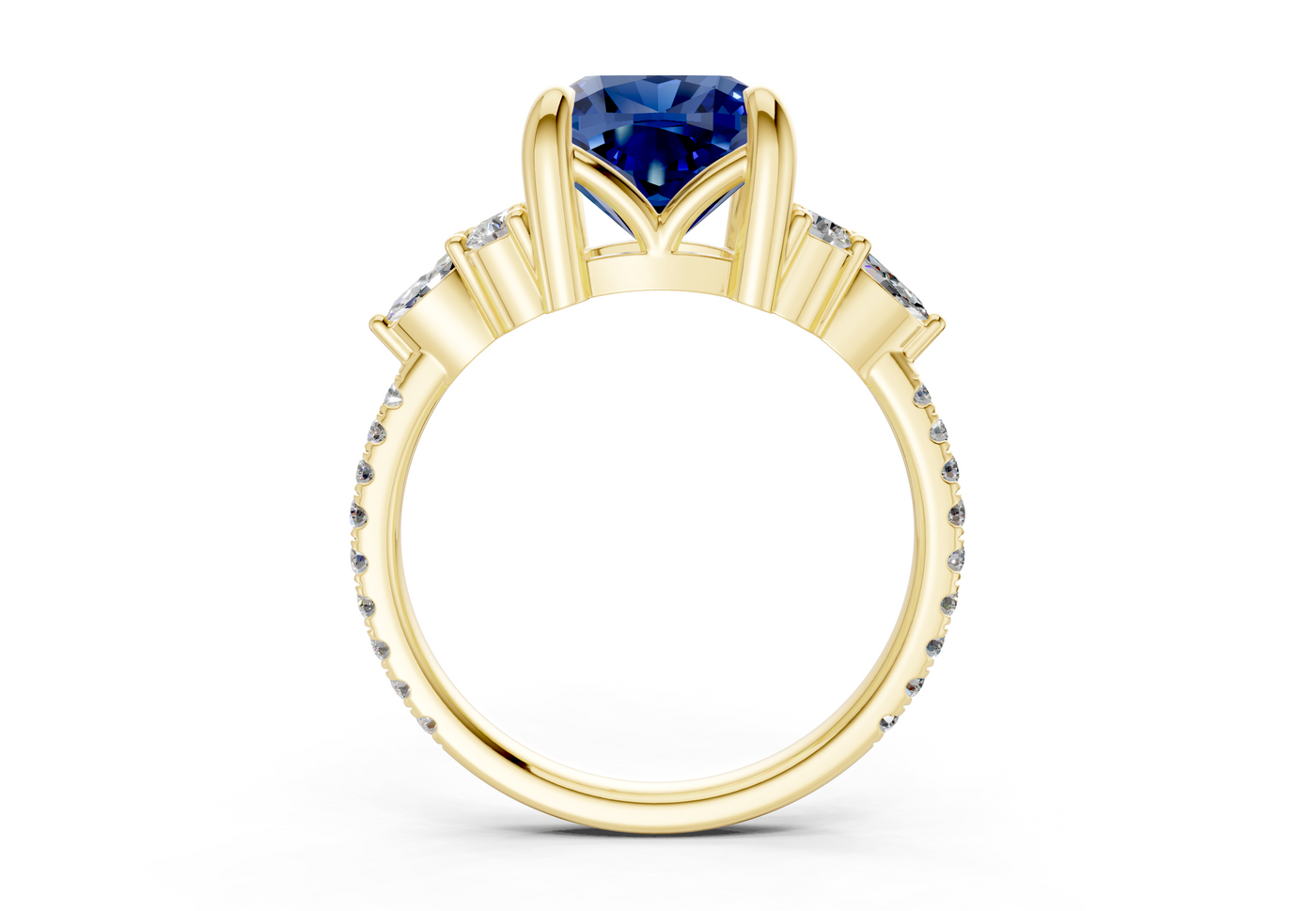 Zephyrine Sapphire Gemstone Accent Cushion Square Cut 1.9mm Engagement Ring