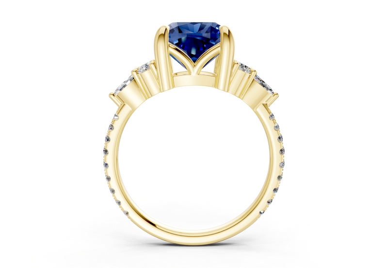 Zephyrine Sapphire Gemstone Accent Cushion Square Cut 1.9mm Engagement Ring