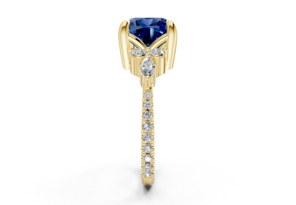 Zephyrine Sapphire Gemstone Accent Cushion Square Cut 1.9mm Engagement Ring